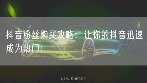 抖音粉丝购买攻略：让你的抖音迅速成为热门!