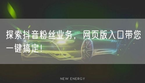 探索抖音粉丝业务，网页版入口带您一键搞定！