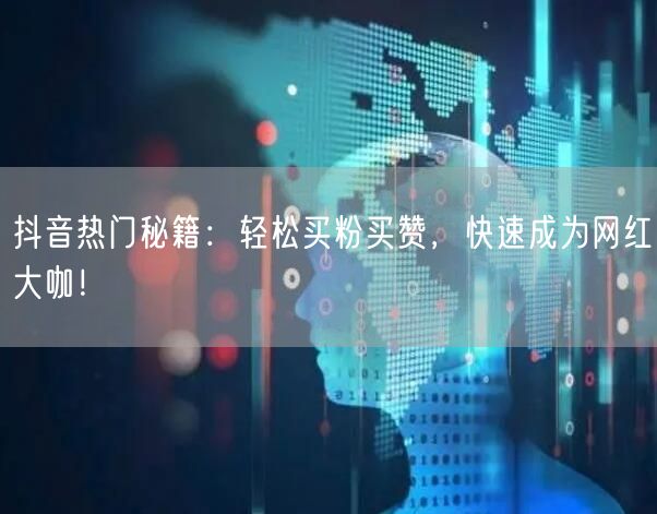 抖音热门秘籍：轻松买粉买赞，快速成为网红大咖！