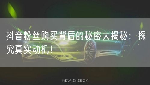 抖音粉丝购买背后的秘密大揭秘：探究真实动机！