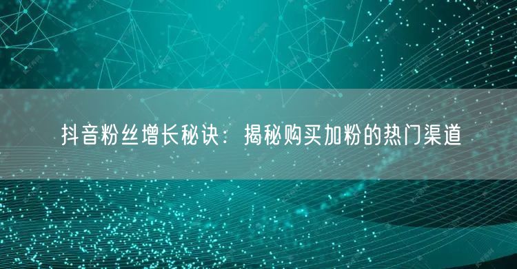 抖音粉丝增长秘诀:揭秘购买加粉的热门渠道