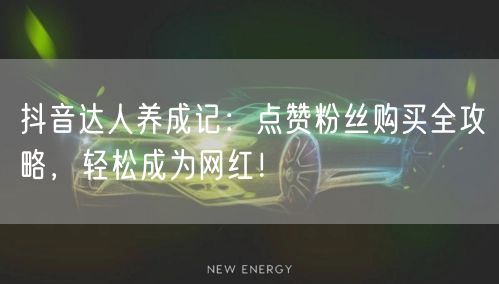 抖音达人养成记：点赞粉丝购买全攻略，轻松成为网红！