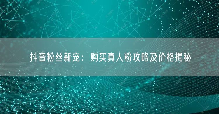 抖音粉丝新宠:购买真人粉攻略及价格揭秘