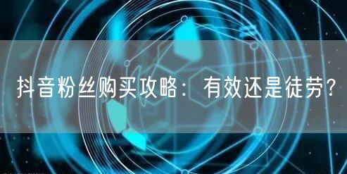 抖音粉丝购买攻略：有效还是徒劳？