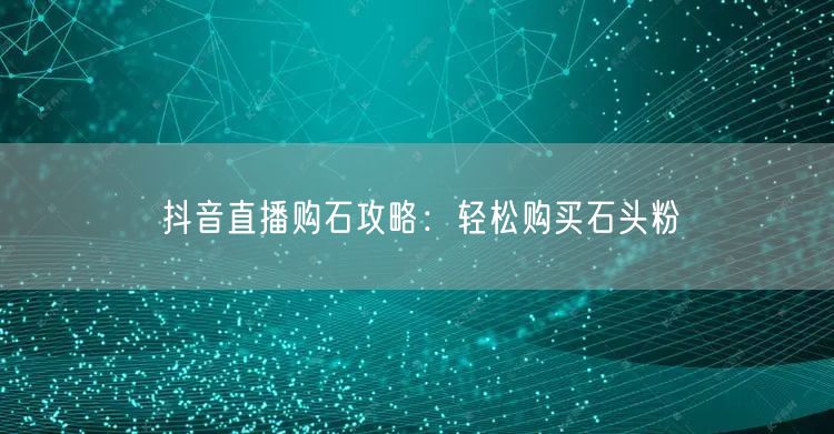 抖音直播购石攻略:轻松购买石头粉