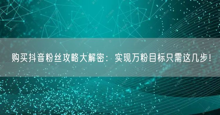 购买抖音粉丝攻略大解密：实现万粉目标只需这几步！