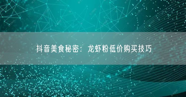 抖音美食秘密：龙虾粉低价购买技巧