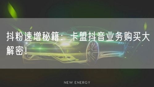 抖粉速增秘籍：卡盟抖音业务购买大解密！