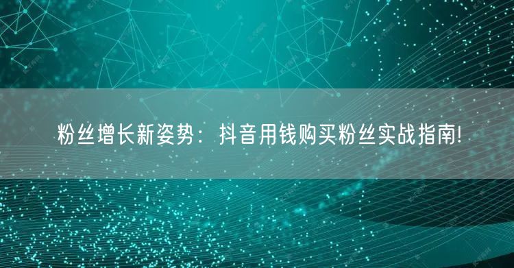 粉丝增长新姿势：抖音用钱购买粉丝实战指南!