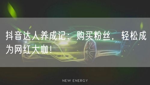 抖音达人养成记：购买粉丝，轻松成为网红大咖！