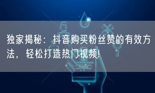 独家揭秘：抖音购买粉丝赞的有效方法，轻松打造热门视频!