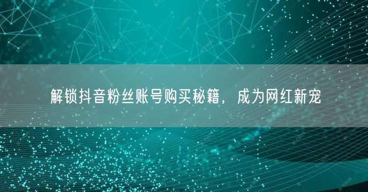 解锁抖音粉丝账号购买秘籍，成为网红新宠