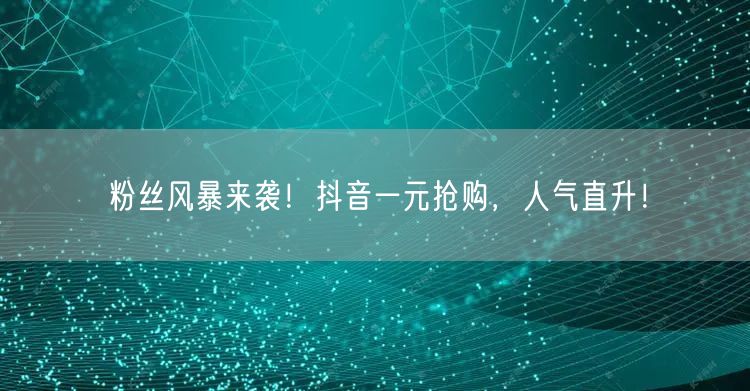 粉丝风暴来袭！抖音一元抢购，人气直升！