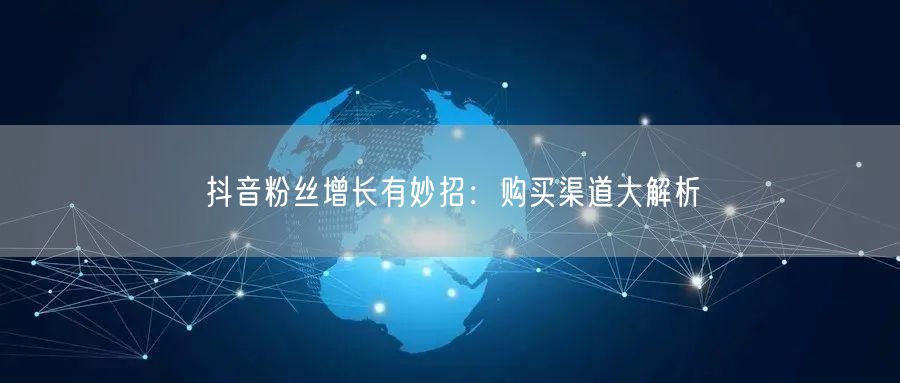 抖音粉丝增长有妙招:购买渠道大解析