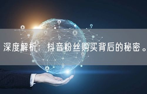 深度解析：抖音粉丝购买背后的秘密。