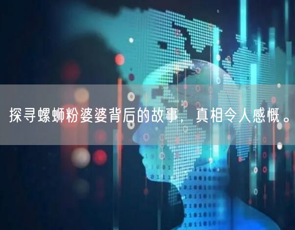探寻螺蛳粉婆婆背后的故事，真相令人感慨。