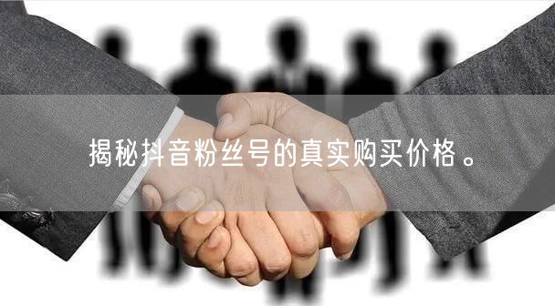 揭秘抖音粉丝号的真实购买价格。