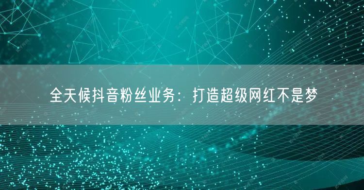 全天候抖音粉丝业务：打造超级网红不是梦