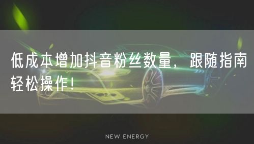 低成本增加抖音粉丝数量，跟随指南轻松操作！