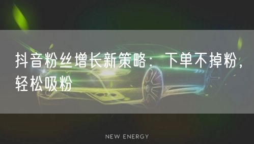 抖音粉丝增长新策略：下单不掉粉，轻松吸粉
