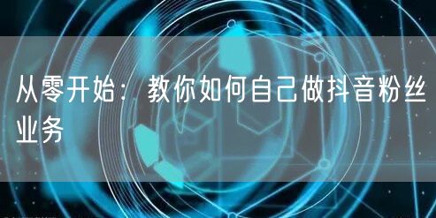 从零开始：教你如何自己做抖音粉丝业务