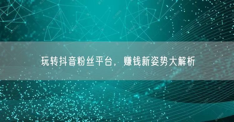 玩转抖音粉丝平台，赚钱新姿势大解析