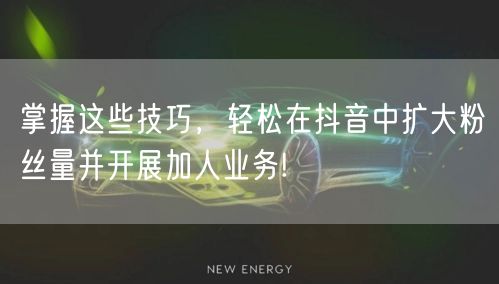 掌握这些技巧，轻松在抖音中扩大粉丝量并开展加人业务!