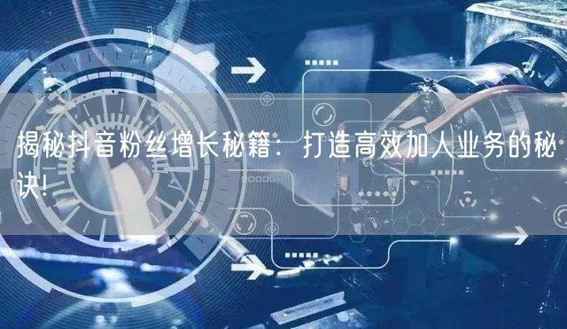 揭秘抖音粉丝增长秘籍：打造高效加人业务的秘诀!