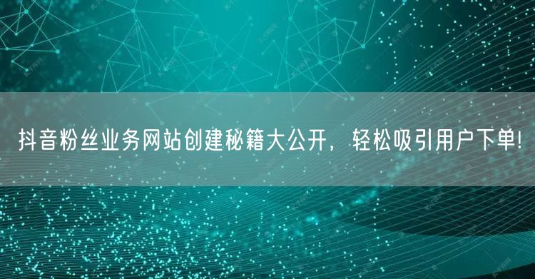 抖音粉丝业务网站创建秘籍大公开，轻松吸引用户下单!